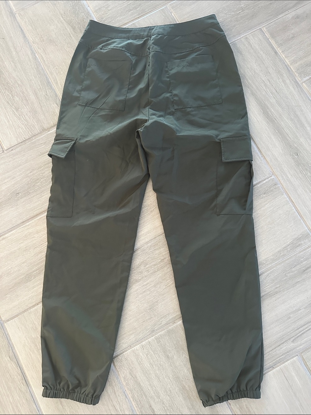 Women's Dark Olive Cargo Ankle Pants with Front Zip - Picture 2 of 4